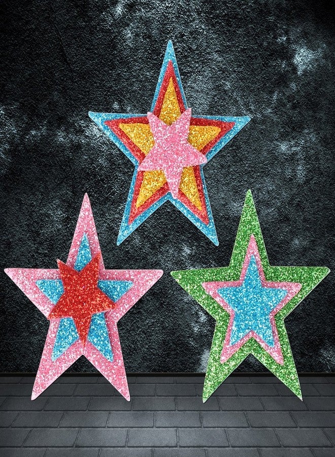 WODE 210 Pieces Colorful Glitter Foam Star Stickers, Self Adhesive Shaped Wall Stickers for Kid's Arts Craft Supplies Home Birthday Party Decoration (4 Sizes) - Image 4