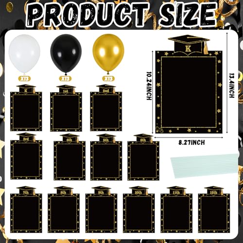 LemonSecret 13 Pcs 2026 Graduation Decorations K-12 Graduate Photo Yard Signs with Stakes Black Golden Balloons for Senior High School Class of 2026 Photo Lawn Sign Grad Party Supplies(Star Border) - Image 3