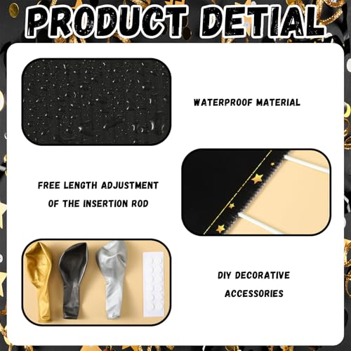 LemonSecret 13 Pcs 2026 Graduation Decorations K-12 Graduate Photo Yard Signs with Stakes Black Golden Balloons for Senior High School Class of 2026 Photo Lawn Sign Grad Party Supplies(Star Border) - Image 4