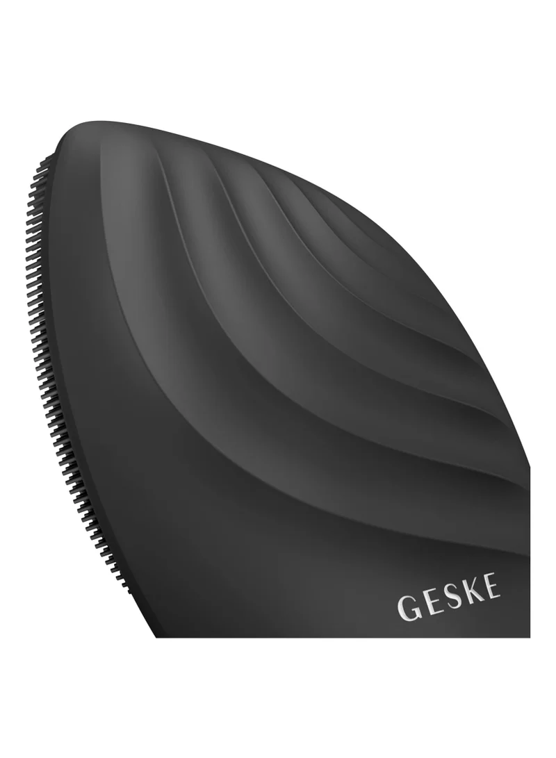 GESKE Smart App Guided Sonic Facial Brush 5 In 1 | Vibrating Electric Facial Cleansing Brush | Soft Silicone Brush | Professional Facial Cleanser | Skin Cleanser & Exfoliator | Face Massager - Grey