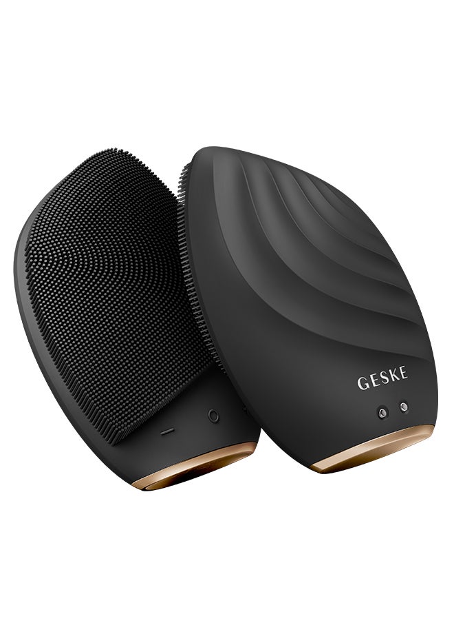 GESKE Smart App Guided Sonic Facial Brush 5 In 1 | Vibrating Electric Facial Cleansing Brush | Soft Silicone Brush | Professional Facial Cleanser | Skin Cleanser & Exfoliator | Face Massager - Grey  - Image 4