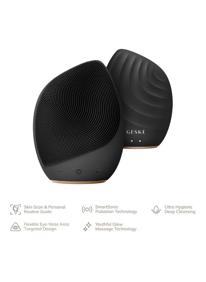 GESKE Smart App Guided Sonic Facial Brush 5 In 1 | Vibrating Electric Facial Cleansing Brush | Soft Silicone Brush | Professional Facial Cleanser | Skin Cleanser & Exfoliator | Face Massager - Grey  - Image 2
