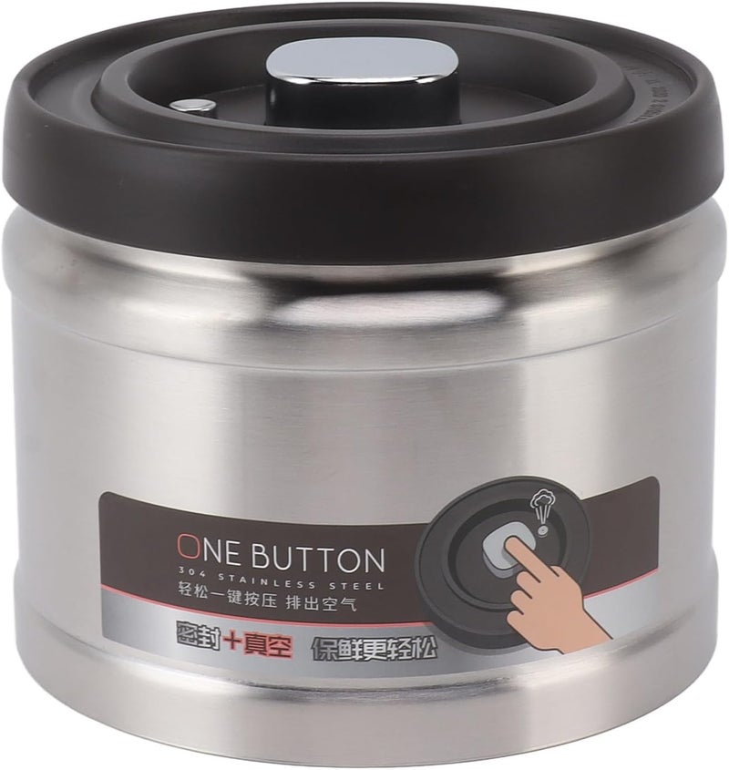 YUEHISY Coffee Canister, Vacuum Sealed Coffee Container, Steel Airtight Kitchen Food Storage Container for Grounds Coffee, Beans, Tea, Flour, Cereal, Sugar (750ML Stainless Steel Color) (1100ML Stainless - Image 1