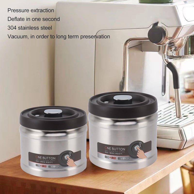 YUEHISY Coffee Canister, Vacuum Sealed Coffee Container, Steel Airtight Kitchen Food Storage Container for Grounds Coffee, Beans, Tea, Flour, Cereal, Sugar (750ML Stainless Steel Color) (1100ML Stainless - Image 4
