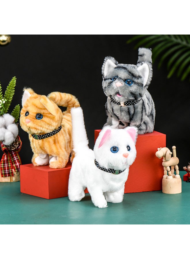 Simulation Plush Electric Cat Can Call Can Walk Toy Can Move Electronic Cat Pet Garfield Girl Toy-Color:Chip Cat [Powder]]  - Image 2