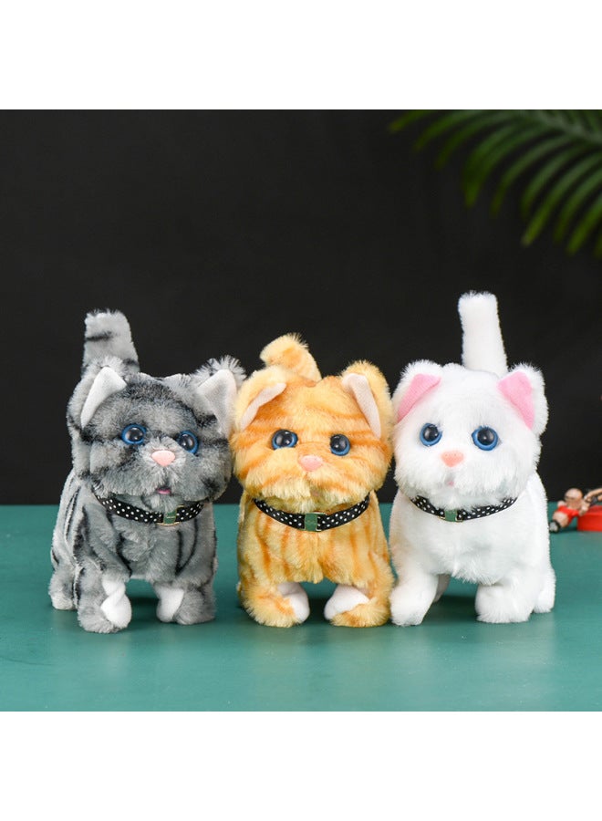 Simulation Plush Electric Cat Can Call Can Walk Toy Can Move Electronic Cat Pet Garfield Girl Toy-Color:Chip Cat [Powder]]  - Image 3