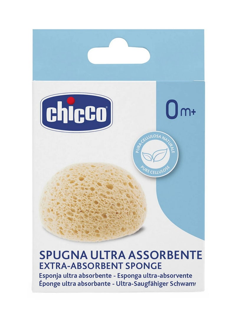 Chicco إسفنجة شيكو الطبيعية الممتصة بشكل إضافي للأطفال، ناعمة ولطيفة، 0M+ - Image 1