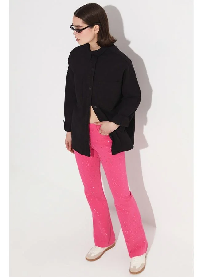 JUNE June Women Flare Leg High Waist Lycra Jean Fuchsia