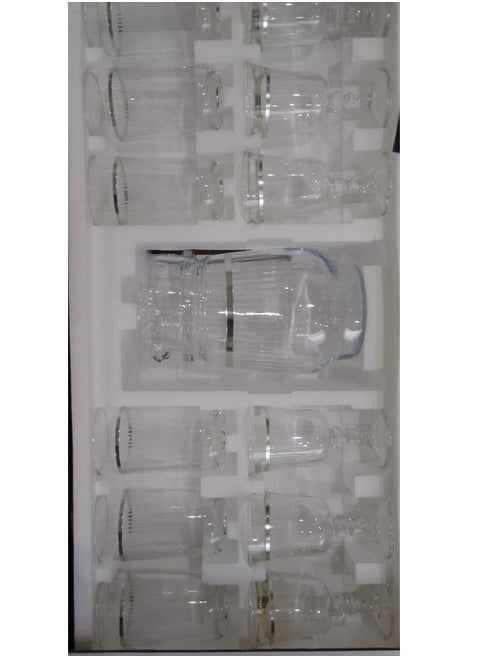 51-Piece Set Including Large Medium And Small Cups And Saucers 51-Piece Crystal Glass Tea Set With Silver Colored Embroidery