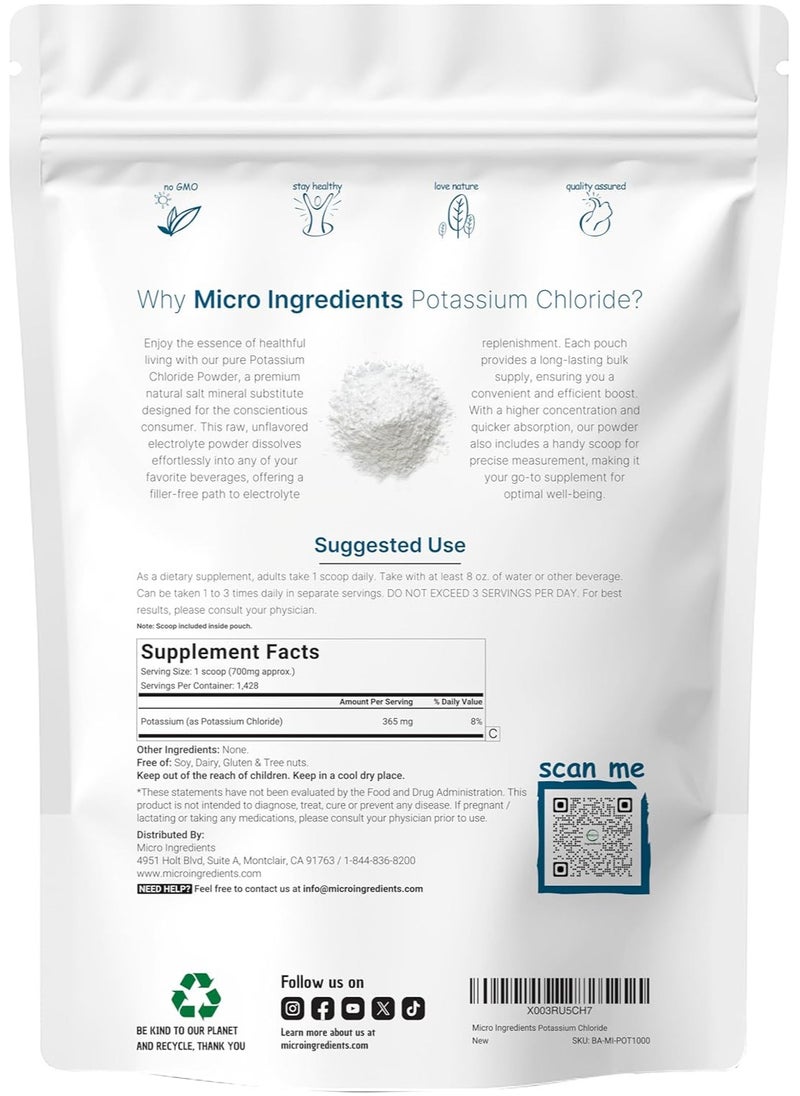 Micro Ingredients - Potassium Chloride, 2.2 Lb - Image 1