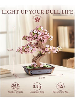 Robotime Rolife Sakura Bonsai DIY Wooden 3D Puzzle TG415 Premium 3D Puzzle Building Kits for Adults & Teens - Decorative Home Décor, Ramadan & Holiday Gift (Eid and Birthday) for Puzzle Enthusiasts, Stress Relief STEM Project  - Image 1