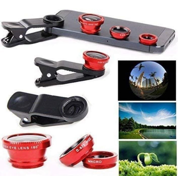 Lowfe Universal HD Camera Lens Kit 180 Degree Fish Eye+0.65X Wide Angle+10X Macro Lens Glass & Aluminum Alloy Shot Clip Attachments Compatible with iPhone iPad Android Smartphone & Tablets - Image 3