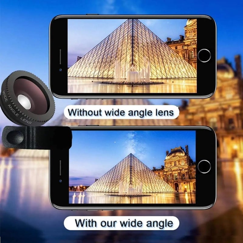 Lowfe Universal HD Camera Lens Kit 180 Degree Fish Eye+0.65X Wide Angle+10X Macro Lens Glass & Aluminum Alloy Shot Clip Attachments Compatible with iPhone iPad Android Smartphone & Tablets - Image 5