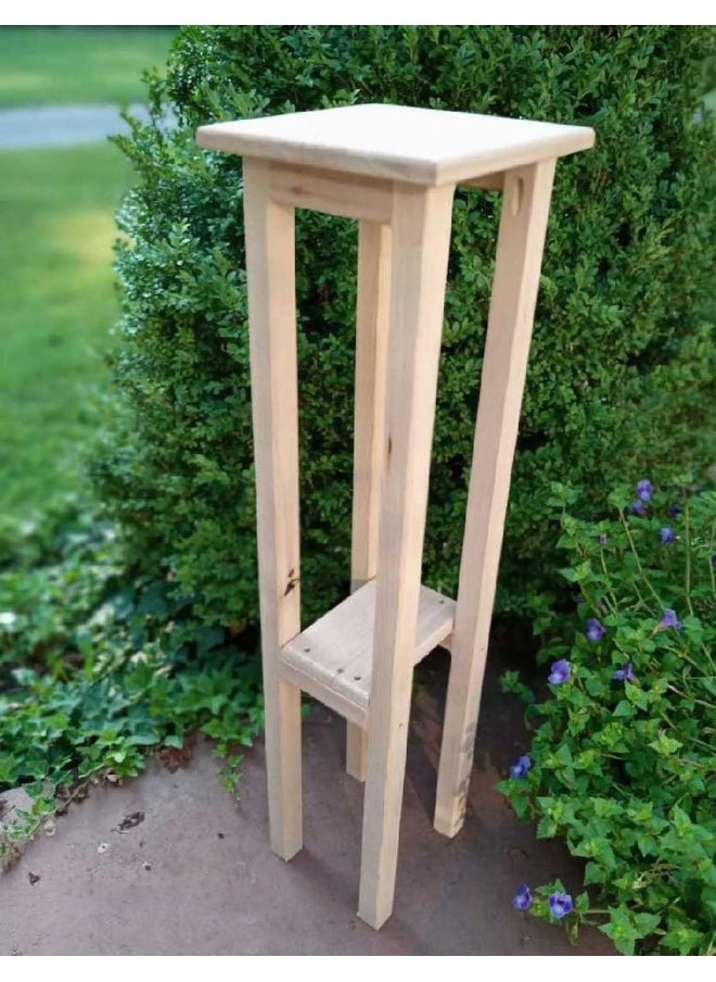 Horoof Home Horoof Home® Wooden Plant riser & Side Table – Indoor/Outdoor Tall Accent Table with Bottom Shelf  - Image 1
