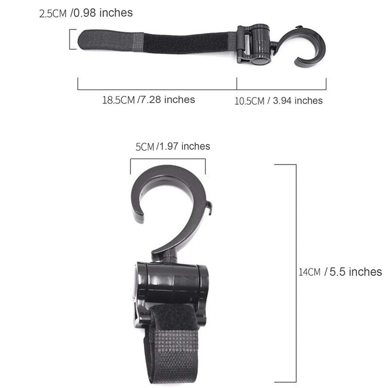 LLUFO Stroller Hooks for Hanging Diaper Bags Baby Stuff Organizer Groceries Purse Mommy Hook Stroller Accessories for Mom When Jogging Walking or Shopping Pack of 2Black LLUFO - Image 4
