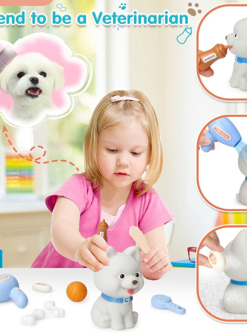 Excefore 18 Piece Pet Vet Play Set for Kids 3-8, Role Play Dog Grooming Toys with Dog Backpack, Puppy Carrier, and Feeding Accessories - Image 4