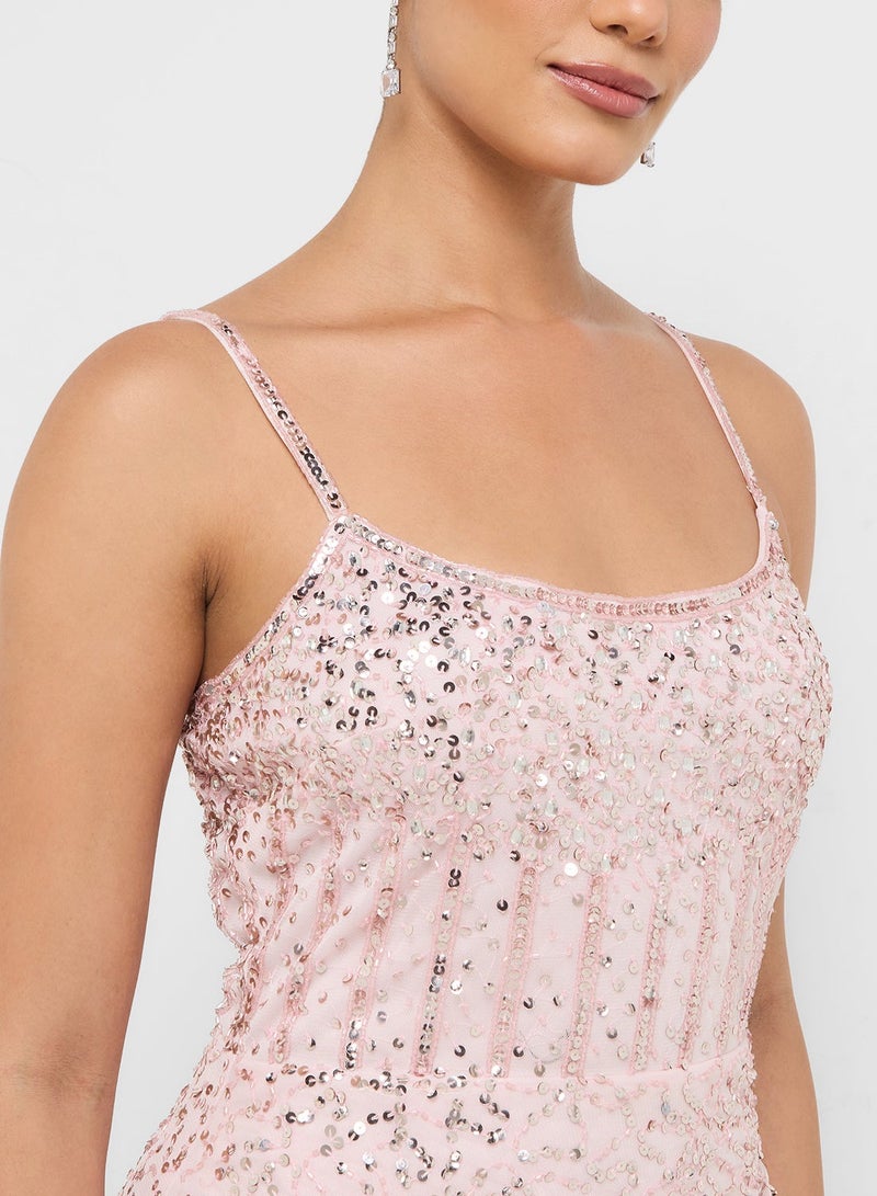 نمشي x فستان كورسي مزين بفتحة - Image 5