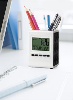 Digital Clock with Pen Holder  LCD Display Multifunctional Pencil Pen Holder Alarm Clock with Countdown Timer Temperature Display Date & Time Calendar Snooze Function and Non-Slip Base Perfect for Home Office and School