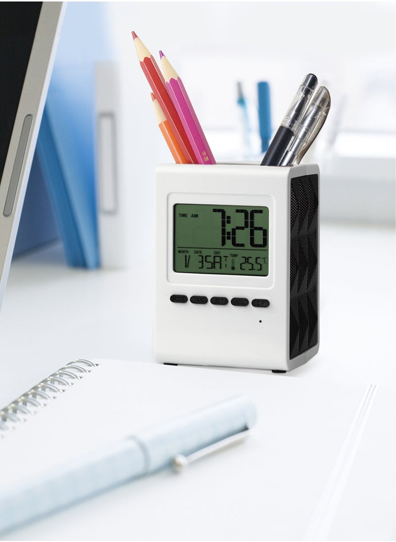 Generic - Digital Clock with Pen Holder  LCD Display Multifunctional Pencil Pen Holder Alarm Clock with Countdown Timer Temperature Display Date & Time Calendar Snooze Function and Non-Slip Base Perfect for Home Office and School - Image 1