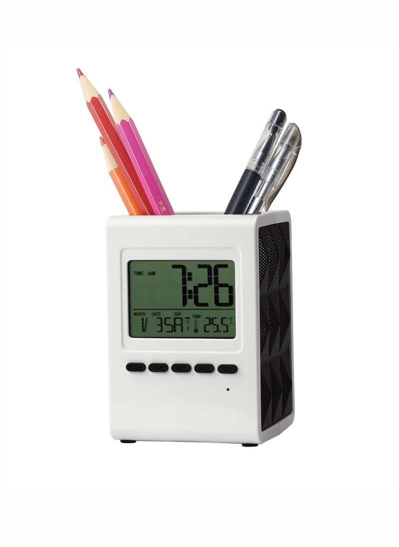 Generic - Digital Clock with Pen Holder  LCD Display Multifunctional Pencil Pen Holder Alarm Clock with Countdown Timer Temperature Display Date & Time Calendar Snooze Function and Non-Slip Base Perfect for Home Office and School - Image 1