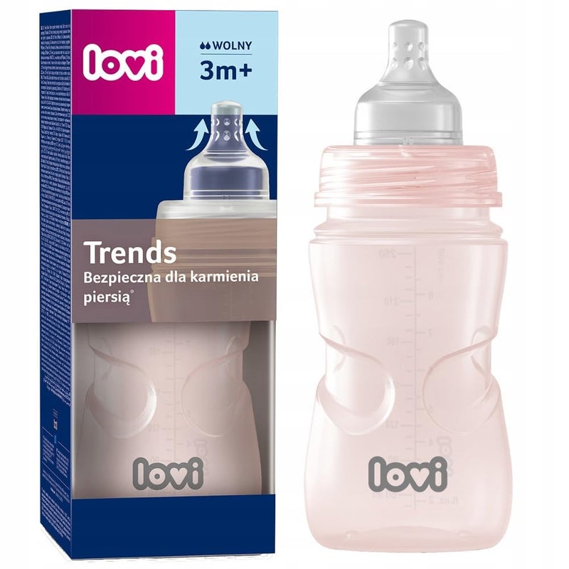LOVI Trends bottle 250ml with teat 3+m-PINK - Image 1