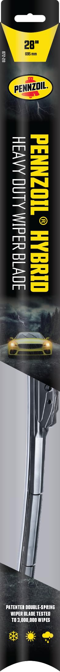 Pennzoil 872 Hybrid Heavy Duty Wiper Blades 28 Inch Windshield Wipers Pack of 1 Automotive Replaceable Wiper Blades Reinforced with a Double Spring Frame for the Toughest Weather - Image 2