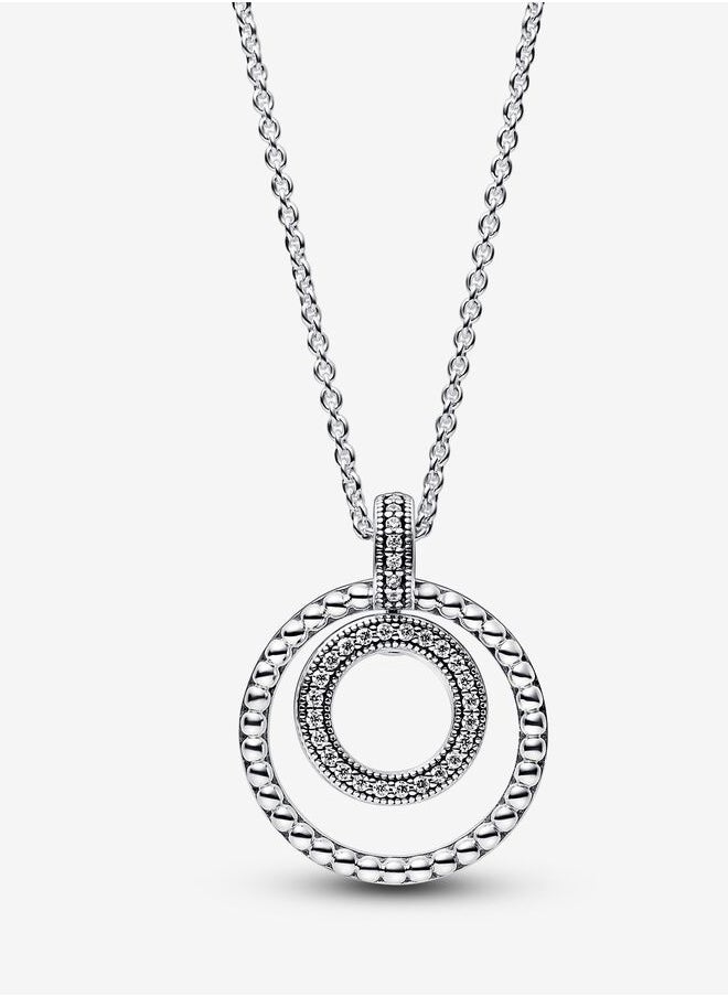 باندورا فيوليت Pandora Signature Pave u0026 Beads Pendant u0026 Necklace for Women  - Image 1