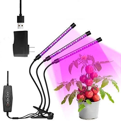 Generic Dual Head Clip-On LED Grow Lights with Timer 3 head clip timing full spectrum white red 