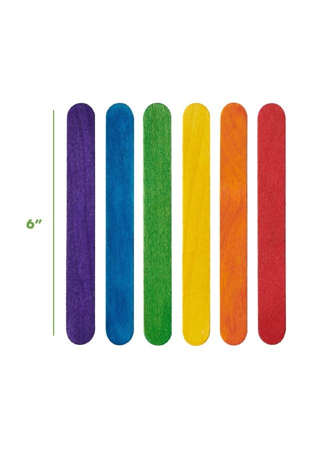 Comfy Package [100 Count] 6 Inch Colored Jumbo Popsicle Sticks For Crafts Ices Ice Cream Waxing Tongue Depressor Wood Craft Sticks - Image 2
