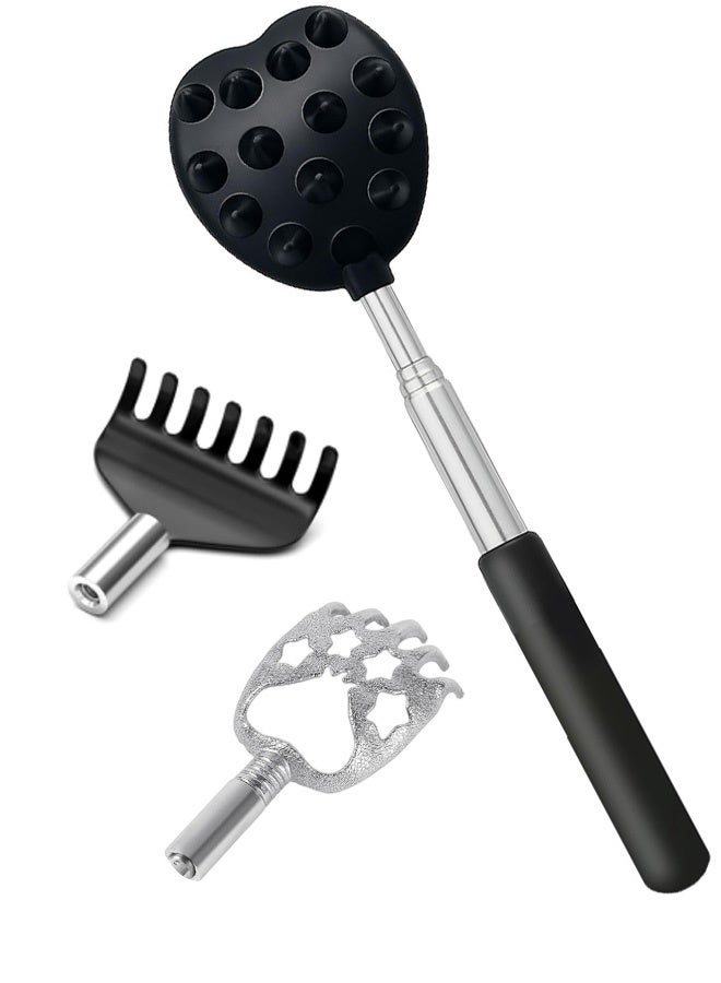 Telescoping Back Scratcher with 3Pcs Detachable Heads, Gifts for Wife Daughter Son, Mens Gifts, Husband, Extendable Back Massager Tool - Image 1