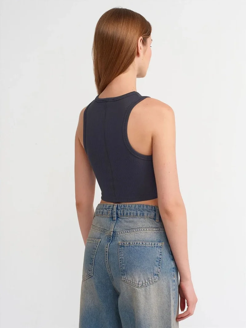 ديلفين Dilvin Women's Ribbed Sleeveless Crop Top