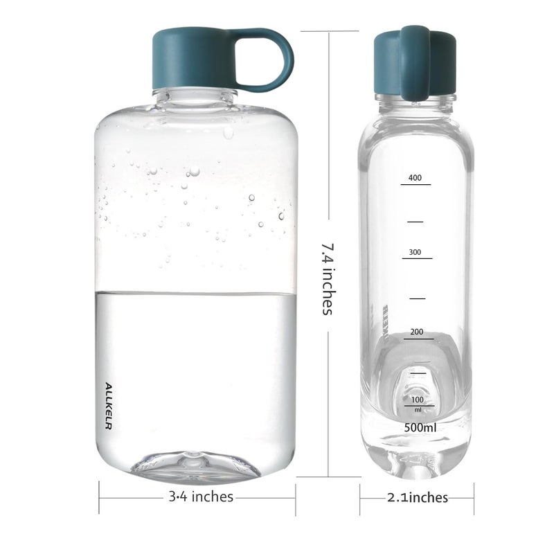 ALLKELR Portable Flat Water Bottle  BPA Free Tritan Plastic Travel Water Bottle for Camping  Fitness  Outdoor Sports  Fits Purse and Pocket (Blue  16.9 oz) - Image 2