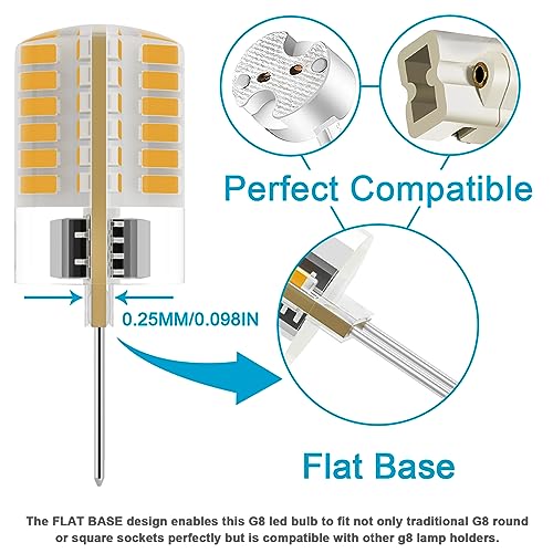 TAIYALOO G8 LED Bulb Dimmable 3W Equivalent to G8 Halogen Bulb 20W-25W, T4 JCD Type Bi-Pin G8 Base, AC 120V G8 Bulb Warm White 3000K for Under Cabinet Light, Under Counter Kitchen Lighting (10 Pack) - Image 4