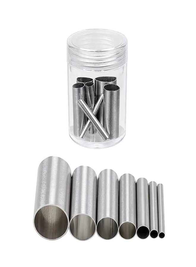 GSHLLO 7 Pcs Stainless Steel Clay Cutters Round Polymer Pottery Clay Cutters Circle Mold Cutter Hole Hollow Punch Cutter with Storage Jar for Craft Project - Image 1