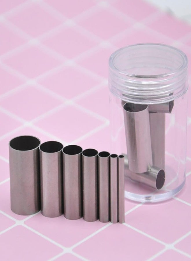 GSHLLO 7 Pcs Stainless Steel Clay Cutters Round Polymer Pottery Clay Cutters Circle Mold Cutter Hole Hollow Punch Cutter with Storage Jar for Craft Project - Image 4