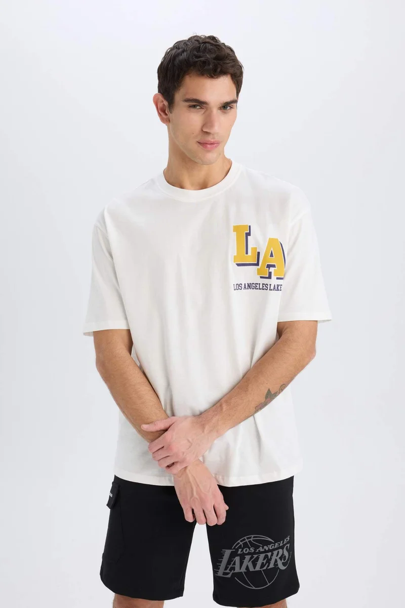 DeFacto Oversize NBA Los Angeles Lakers Licensed Crew Neck T-Shirt