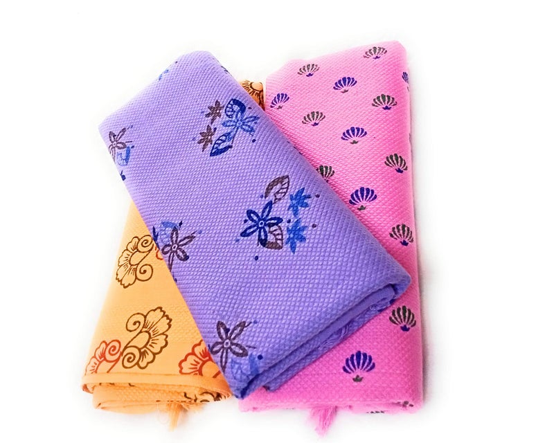 bath towels Khadi Cotton Floral Printed Bath Towel Pack of 3 (60"x 30" inches/150" x 75" cm) Large Size , Suitable for All Men and Women_SAAA26 - Image 1