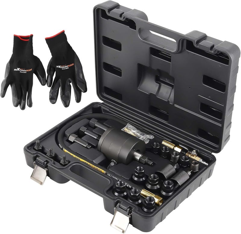 maXpeedingrods مجموعة سحب حقن الهواء المضغوط، 24 قطعة 5-8 بار أداة إزالة حقن وقود الديزل مع مطرقة استخراج، 19 محول، خرطوم تمديد، وموصلات EU US JP - Image 1