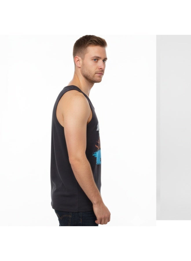 سيزار تيشرت رجالي بدون أكمام مزود بطباعة علي الصدر - Image 3