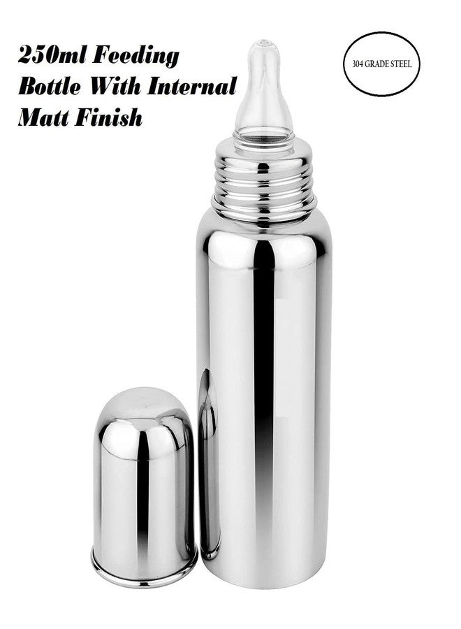 Chopchi Stainless Steel Infant Baby Feeding Bottle, BPA Free, Anti-Colic, Plastic-Free, Medium-Flow Nipple Pack of-2 (240 ML) - Image 2