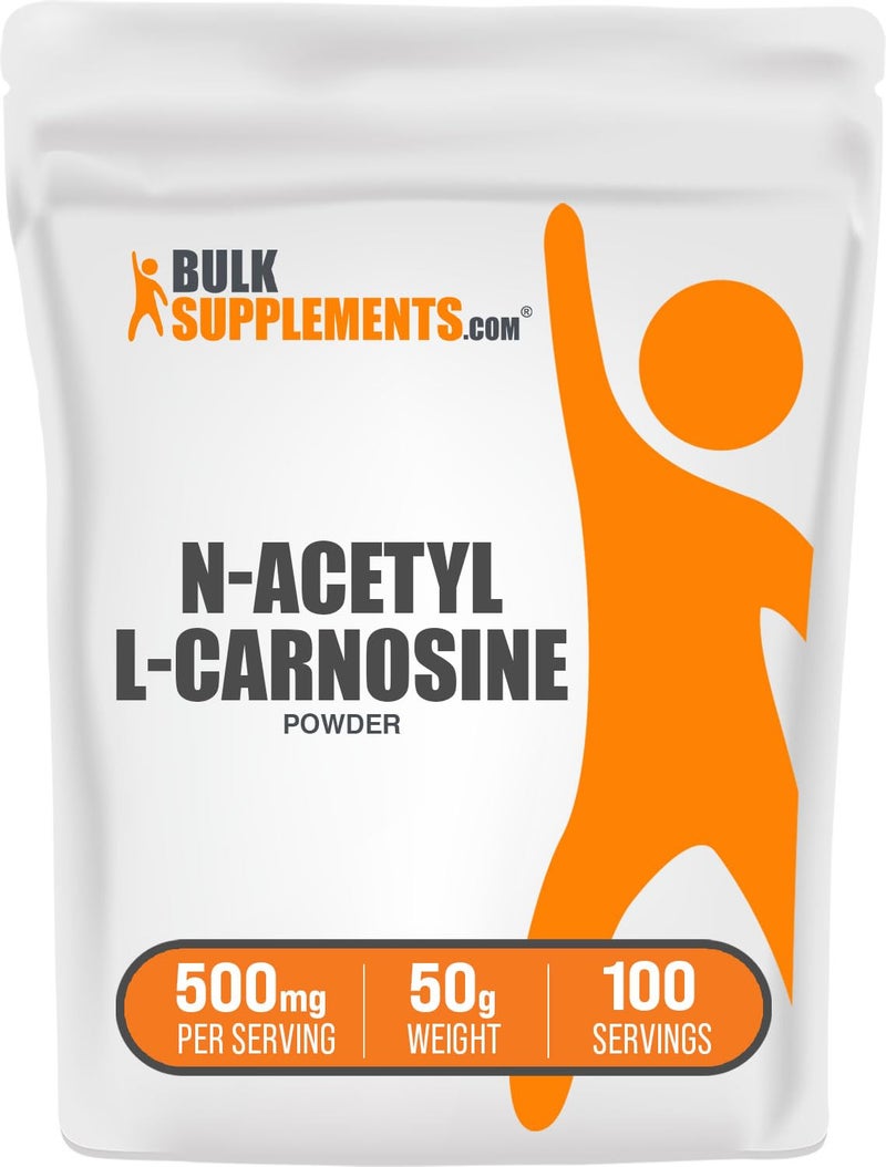 BulkSupplements.com N-Acetyl L-Carnosine Powder - Carnosine Supplement, N-Acetyl Carnosine 500mg - Gluten Free, 500mg per Serving, 50g (1.8 oz) (Pack of 1) - Image 1