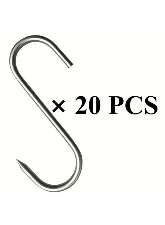 20pcs Heavy Duty S Shaped Butcher Hooks Rust Resistant 304 Stainless Steel Meat Bacon Sausage Beef - Image 1