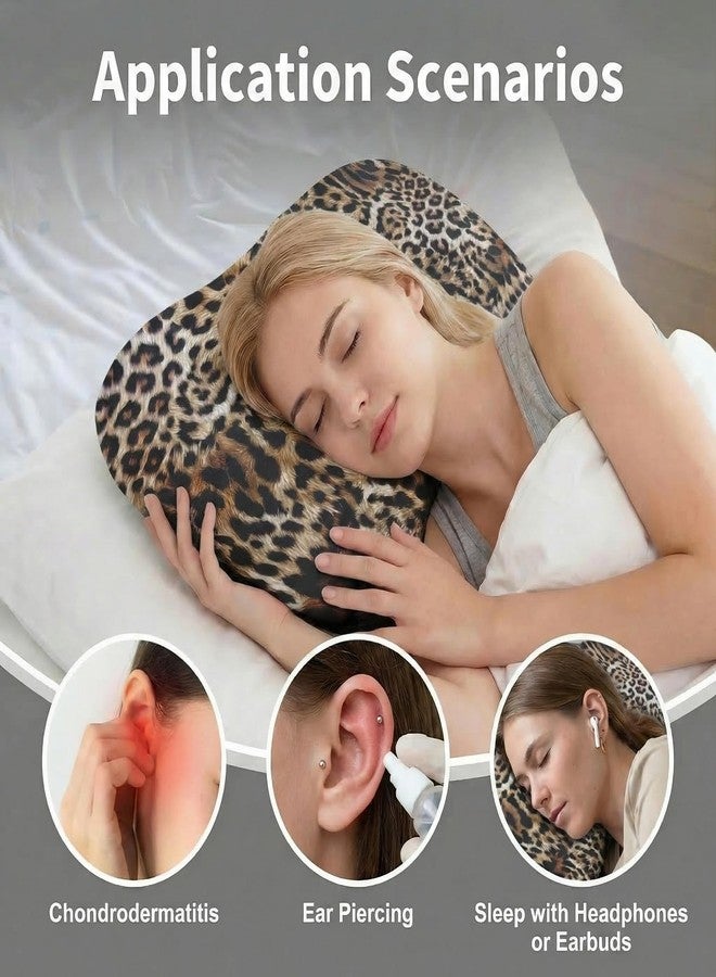 Sanwarm Ear Piercing Pillow for Side Sleepers, Ear Pillow with Hole Adjustable Design for Ear Pressure Comfort Cotton Cover Polyester Filling 17.3 x 12.6 in, Leopard - Image 5