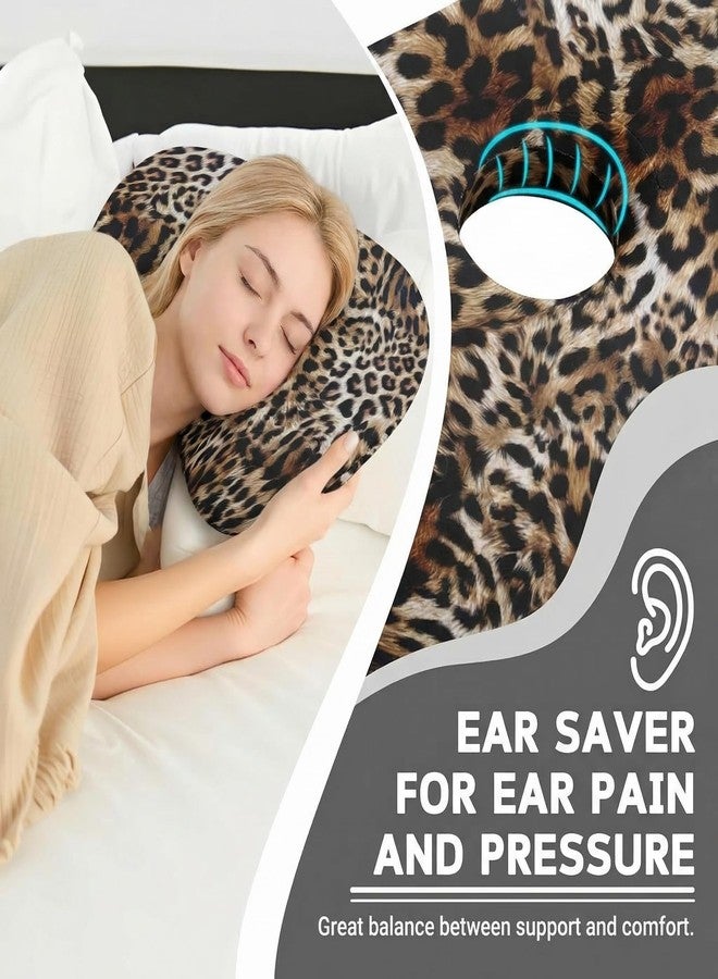 Sanwarm Ear Piercing Pillow for Side Sleepers, Ear Pillow with Hole Adjustable Design for Ear Pressure Comfort Cotton Cover Polyester Filling 17.3 x 12.6 in, Leopard - Image 3