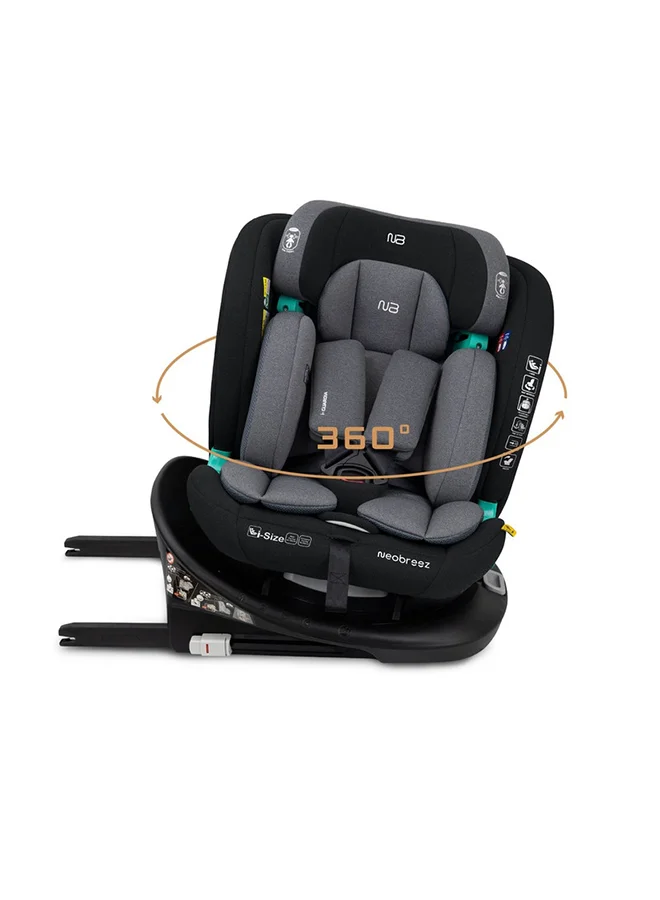 neobreez i-GUARDIA 360° ISOFIX i-Size Baby Car Seat, All-in-1 Convertible Kids Toddler Seat, ECER129, Recline& Adjustable, Side Impact Protection, Memory Foam 0-12Yrs, 0-36Kg, Group 0 +/1/2/5, 5-Point Harness