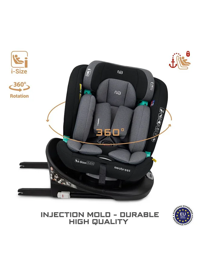 neobreez i-GUARDIA 360° ISOFIX i-Size Baby Car Seat, All-in-1 Convertible Kids Toddler Seat, ECER129, Recline& Adjustable, Side Impact Protection, Memory Foam 0-12Yrs, 0-36Kg, Group 0 +/1/2/5, 5-Point Harness