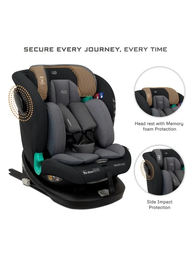 neobreez i-GUARDIA 360° ISOFIX i-Size Baby Car Seat, All-in-1 Convertible Kids Toddler Seat, ECER129, Recline& Adjustable, Side Impact Protection, Memory Foam 0-12Yrs, 0-36Kg, Group 0 +/1/2/5, 5-Point Harness