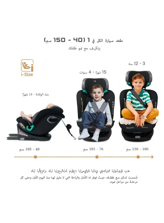 نيوبريز مقعد سيارة للأطفال -  درجة  -، مقعد تحويلي شامل للأطفال والرضع، معتمد ، قابل للإمالة والتعديل، حماية من الاصطدام الجانبي، إسفنج الذاكرة، من - سنة، - كجم، المجموعات +، حزام خماسي النقاط