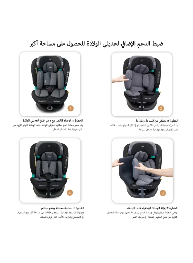 نيوبريز مقعد سيارة للأطفال -  درجة  -، مقعد تحويلي شامل للأطفال والرضع، معتمد ، قابل للإمالة والتعديل، حماية من الاصطدام الجانبي، إسفنج الذاكرة، من - سنة، - كجم، المجموعات +، حزام خماسي النقاط