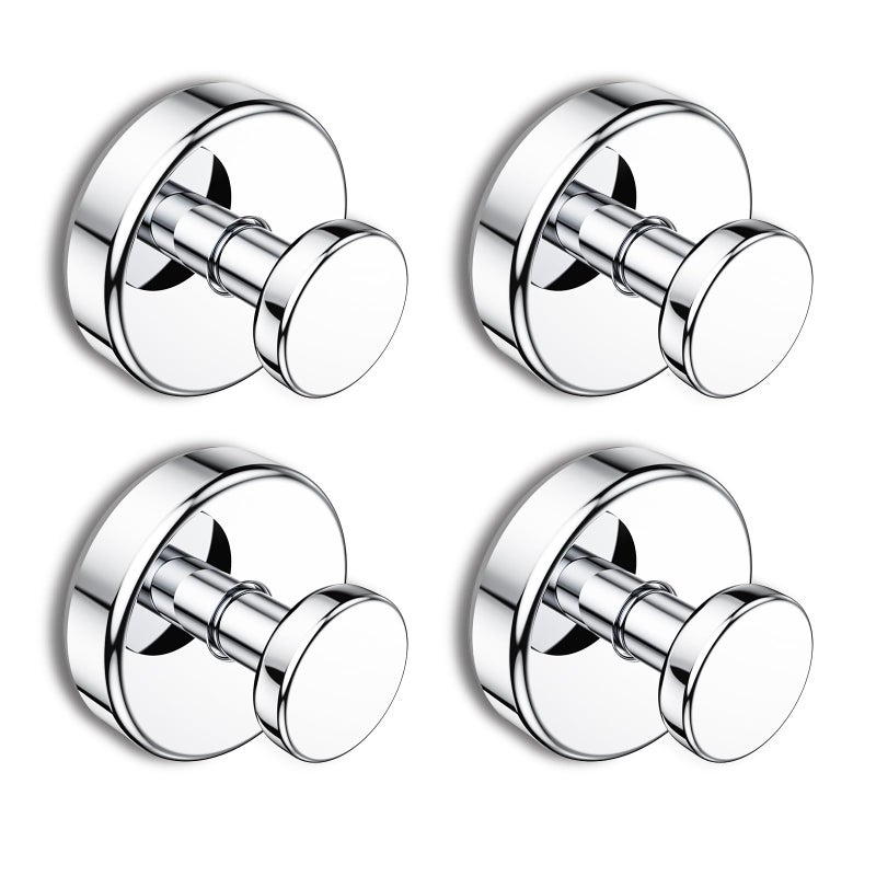Bntuk Suction Cup Hooks for Shower, Removable Towel Hooks for Bathroom Window Glass Door Wall, Bath Robe Looafh Hook for Hanging - 4 Pack, Chrome - Image 1